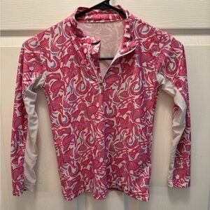 Belle & Bow Equestrian Girls 1/4 zip Sun shirt. Size 8